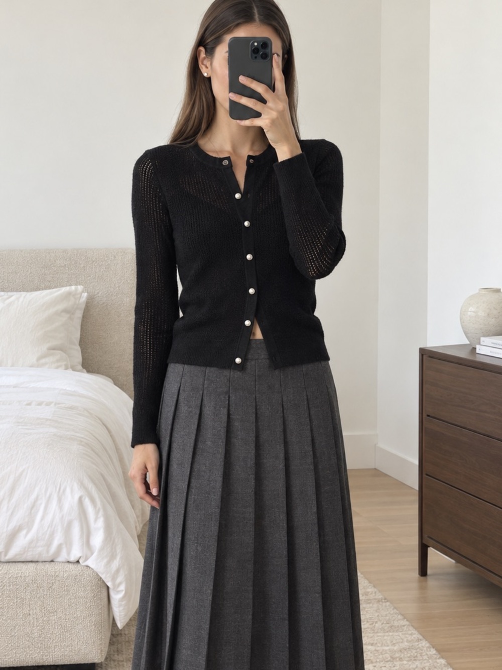 Rag & Bone Dina LS Cardigan Black Long Sleeve Button Front Knit Size S NWT